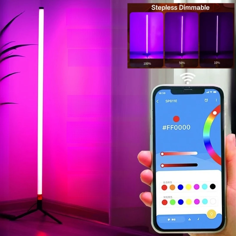 Lampada Da Terra LED RGB Con App E Telecomando, Luce D'Atmosfera Con Modalità Musicale, 123.5 Cm