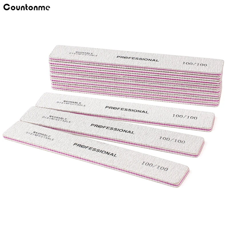 

5 шт./партия, двусторонняя пилка для ногтей, 100/100 Грит