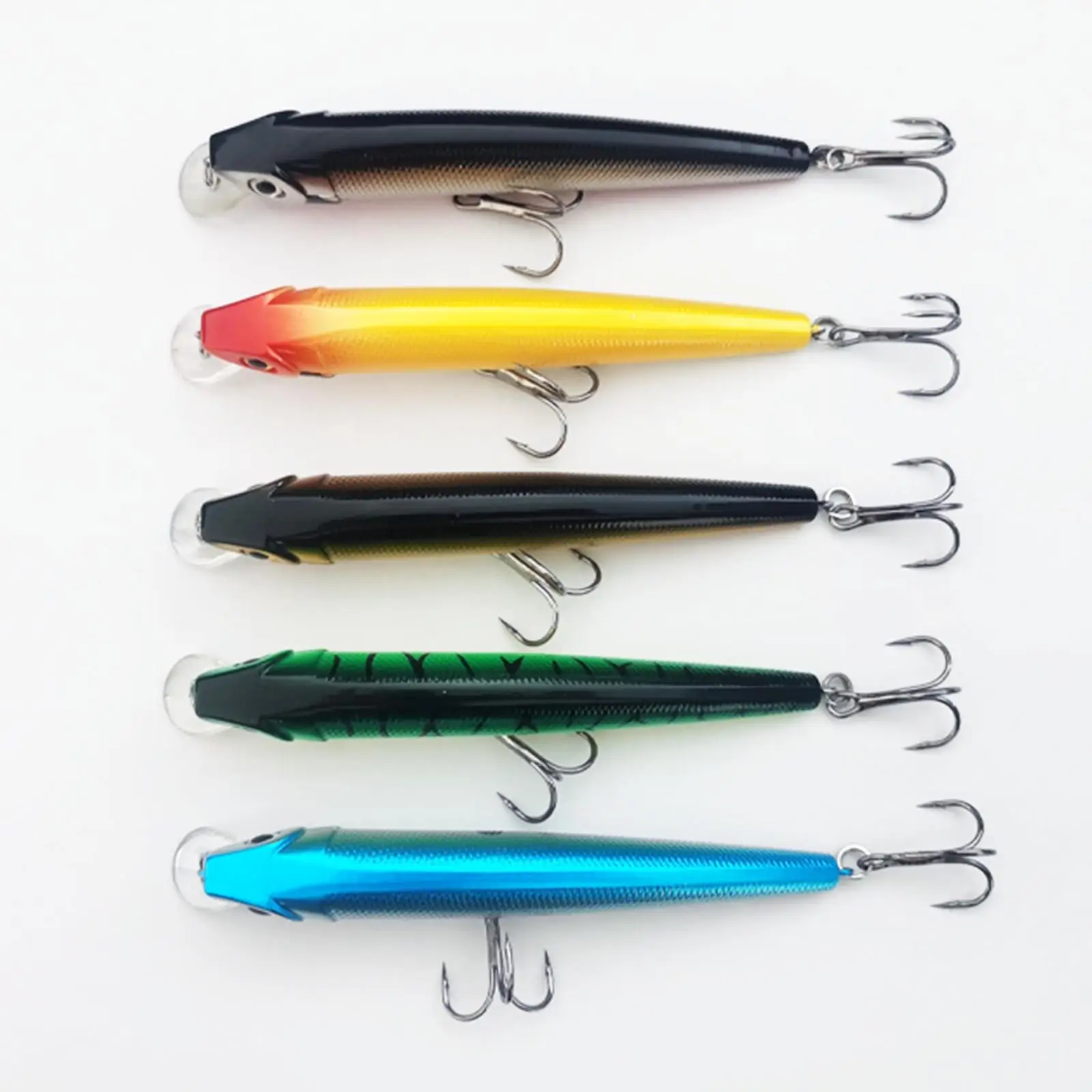 

5x Fish Shape Fishing Lures with Hooks Hard Lure Fishing Tackle Swimbaits for Freshwater Saltwater Carp Redfish Trout Pike Perch