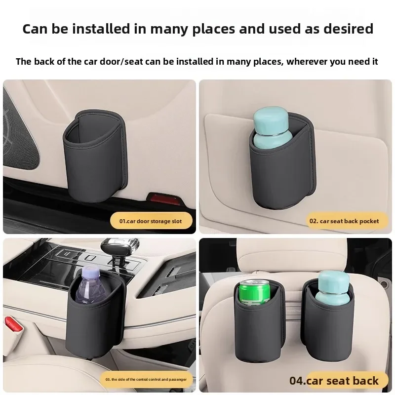 PU Leather Car Door Cup Holder Storage Box Universal Seat Back Organizer Vehicle Car Drink Rack