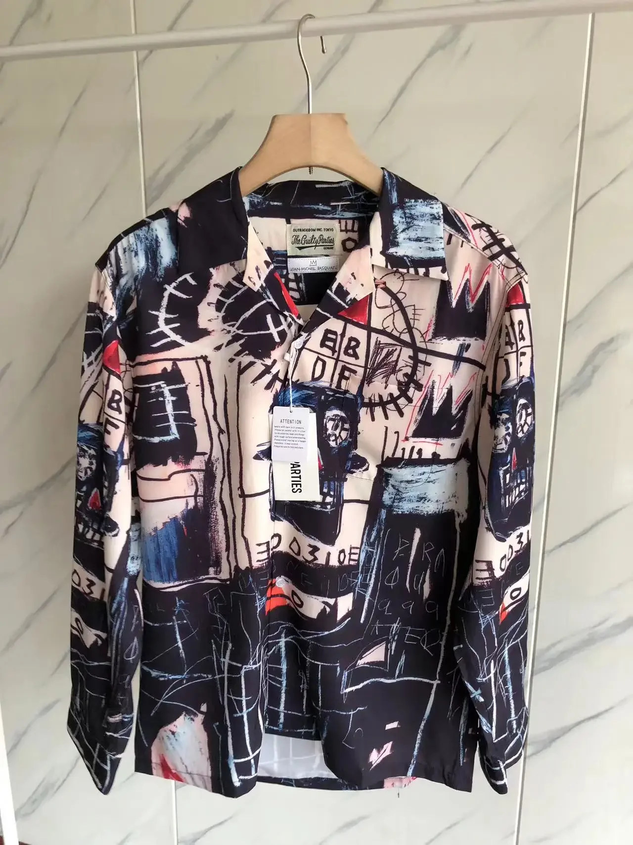 

23SS New Graffiti WACKO MARIA Shirt Men Women 1:1 Top Version Hawaiian WACKO MARIA Shirts Kanye West