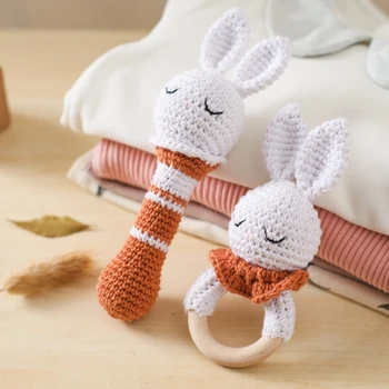 Brown Rabbit Crochet Rattle - Wooden Toys 6