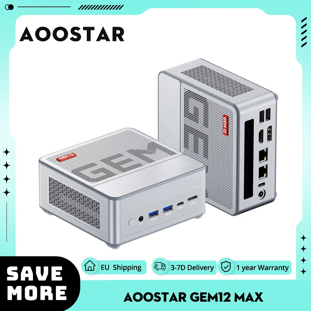 AOOSTAR GEM12 Max Mini PC, AMD Ryzen 9 6900HX 8 Core Up to 4.9GHz
