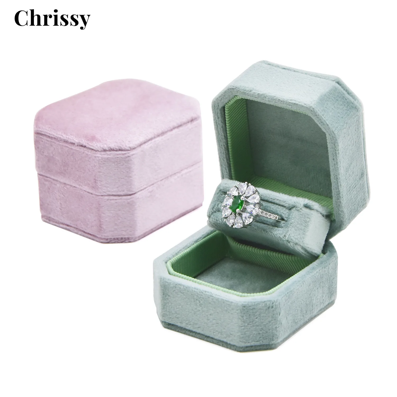 Square Velvet Ring Box Jewelry Ring Earring Holder Case Packaging Marriage Storage Earring Display Joyeros Organizador De Joyas