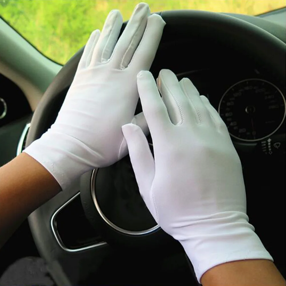 

1 Pairs Men Gloves Black Etiquette Thin Gloves Stretch Sunscreen Gloves Women Dance Tight Jewelry Gloves Driving Short Gloves