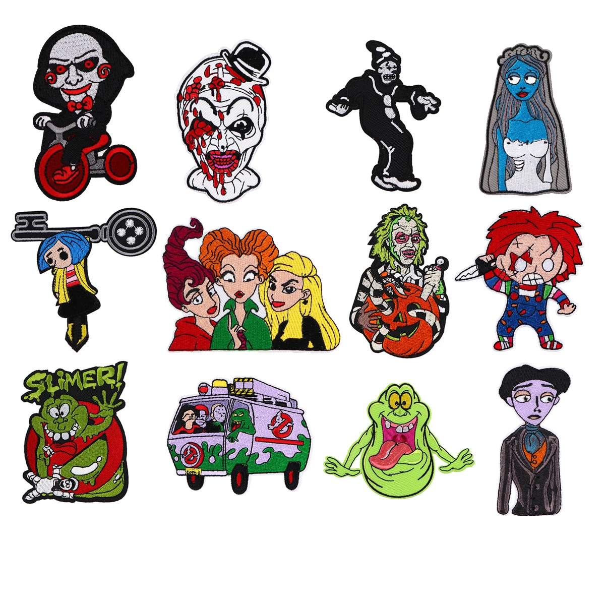 Horror Killer Clown Embroidered Patches for Clothing Halloween Patches on Clothes Stickers Iron on Patches Stripes Diy Appliques