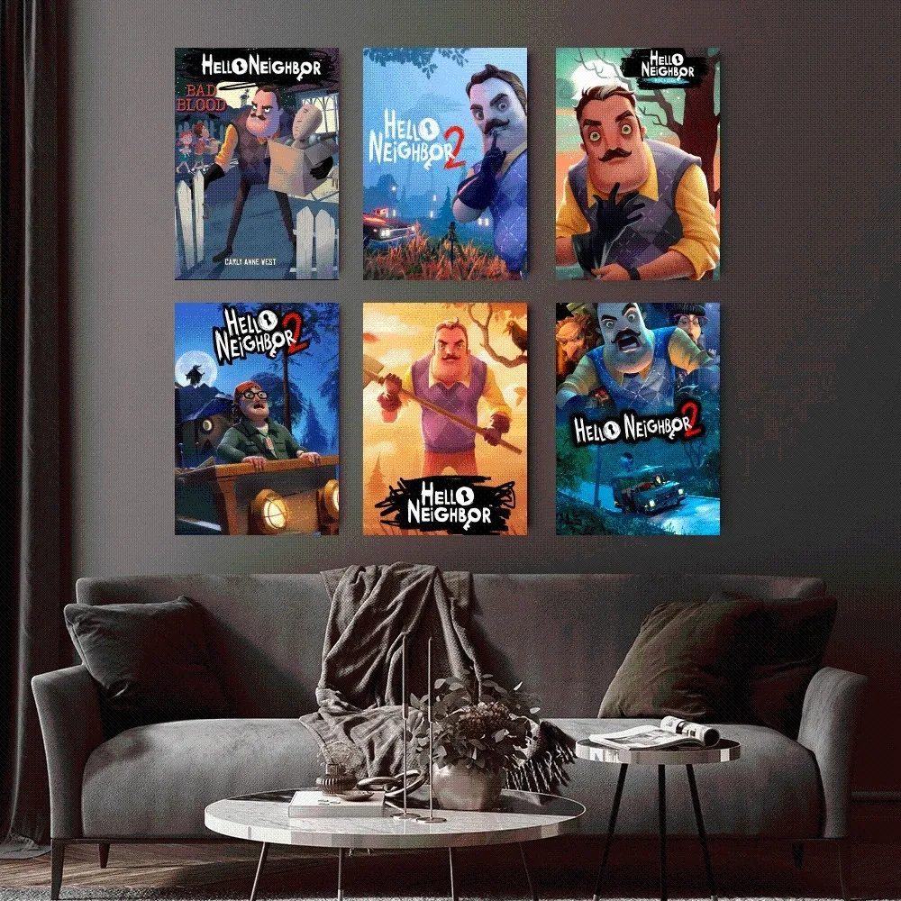 Gioco H-Hello N-Neighbors Poster Home Office Studio Parete Camera Da Letto Soggiorno Cucina Decorazione Pittura