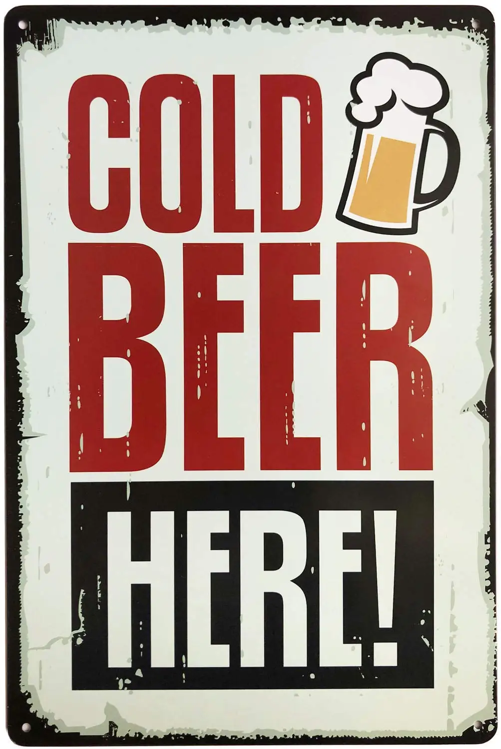 

Cold Beer Here Beer Signs Vintage Bar Accessories Metal Tin Signs for Man Cave 12"x 8" (Cold Beer Here)
