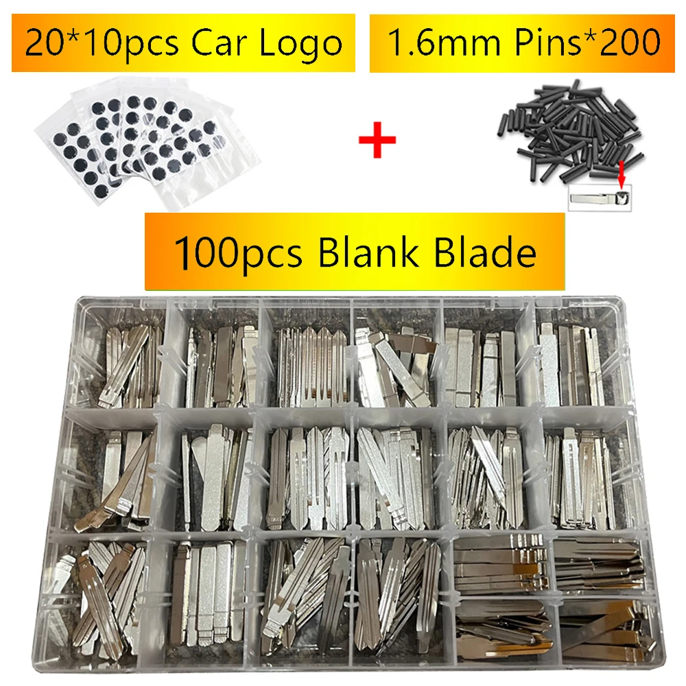 20*5pcs/lot Uncut Car Key Blank KD VVDI JMD Xhorse Remote Car Key Blade with Box for KD900/KD-X2 20 Type Blades Each 5pcs