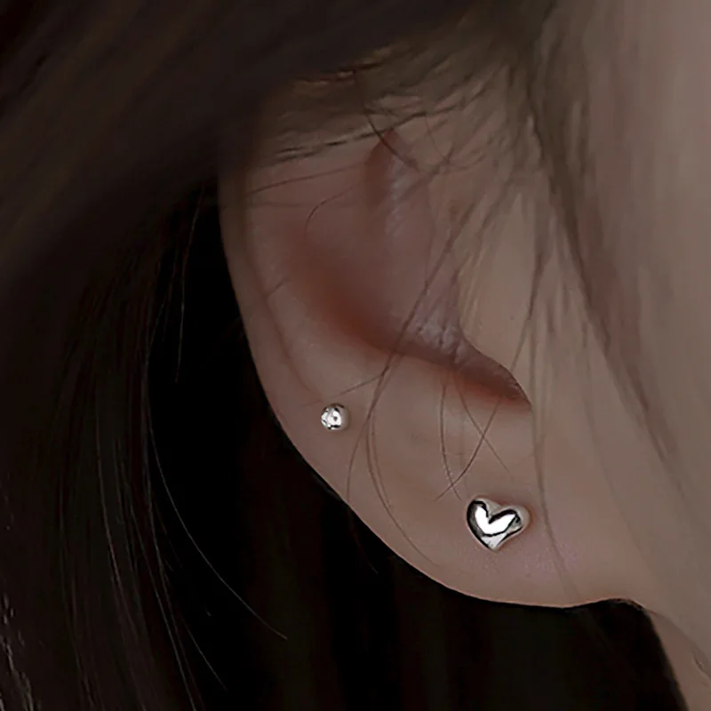 

925 Silver Needle Love Heart Stud Earrings for Women Girls Elegant Birthday Gifts Jewelry Pendientes Brincos eh1010