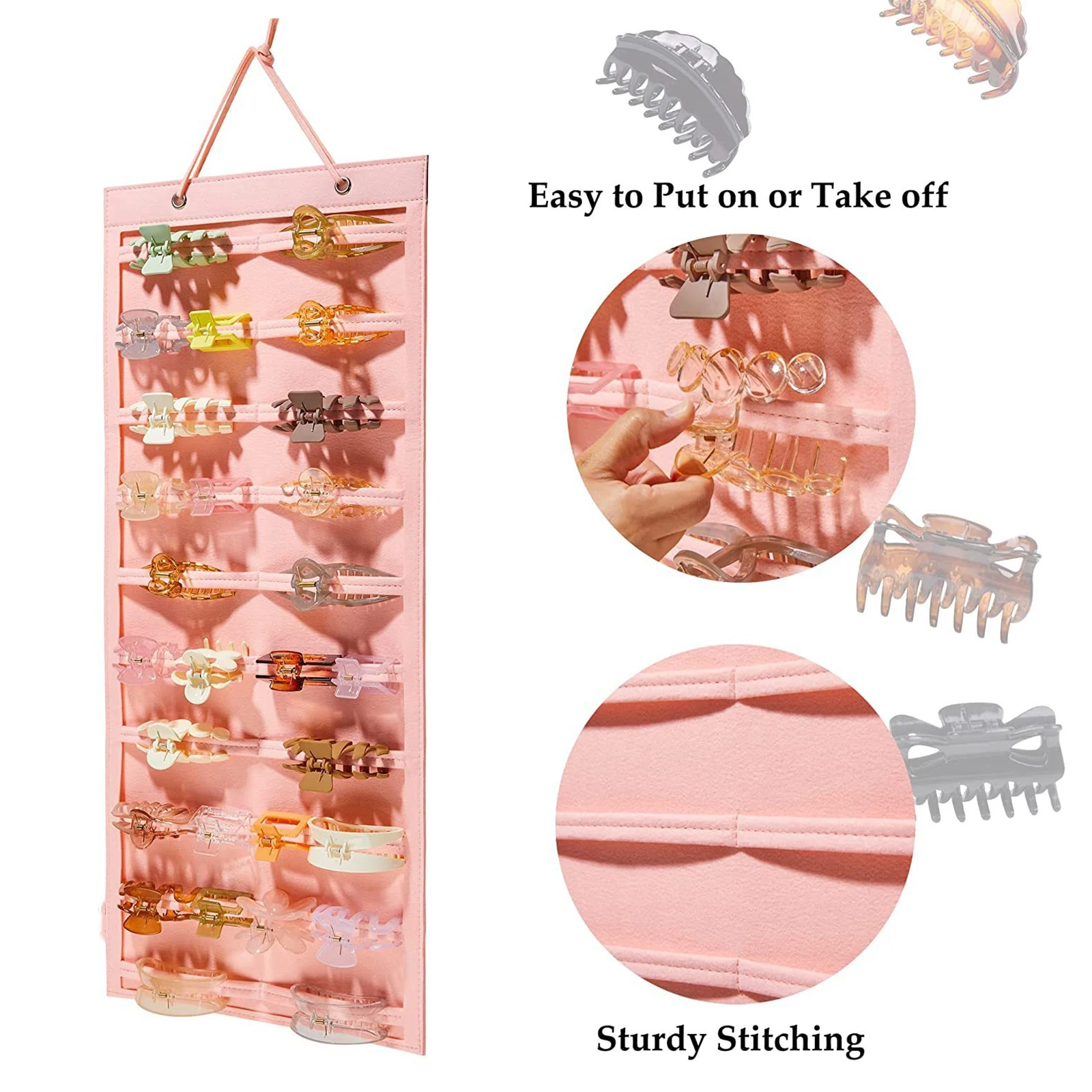 Hair Clips Storage Hanger W/ Sturdy Rope Hair Bows Bow Organizer Holder Felt Headband for Hair Clips Door Wall Scrunchies Girls