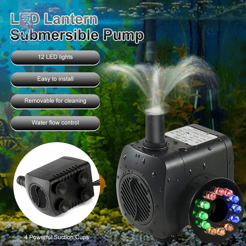 

LED Submersible Water Pump With 12 LED Diving Light Underwater Landscape Light For Aquarium Fish Pond Aquarium Fountain Tank