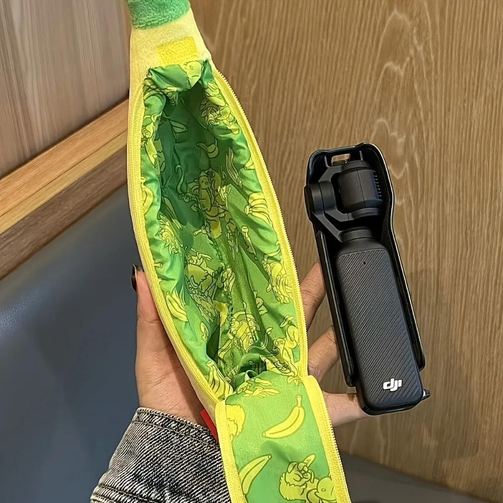 한국어 바나나 연필 케이스 귀여운 펜 가방 크로스바디 DJI 포켓 3 페인트 브러시 파우치 휴대용 카와이 카메라 문구류 수납 핸드백