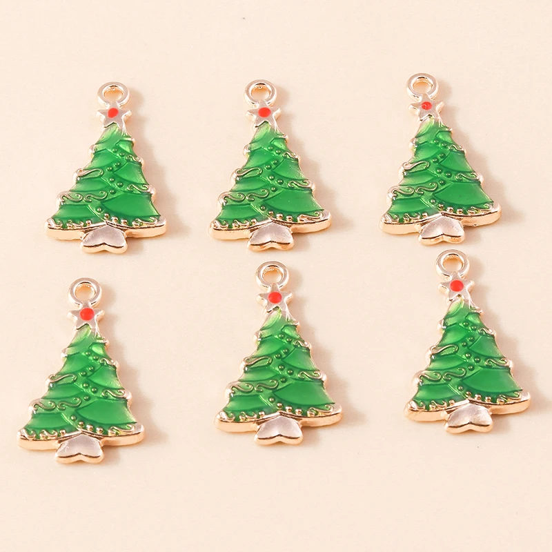 20 Stück 11 x 25 mm niedliche Kristall-Emaille-Weihnachtsbaum-Charms-Anhänger für Schmuckherstellung, Halsketten, Ohrringe, Armbänder, DIY, Basteln, Geschenk – Detail 6