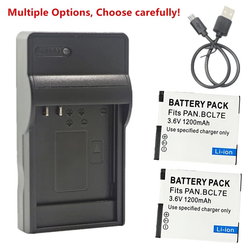 Dmw-Bcl7 Batteria O Caricabatterie Per Panasonic Lumix Dmc-F5 Fh10 Fs50 Sz3 Sz8 Sz9 Sz10 Xs1 Xs3