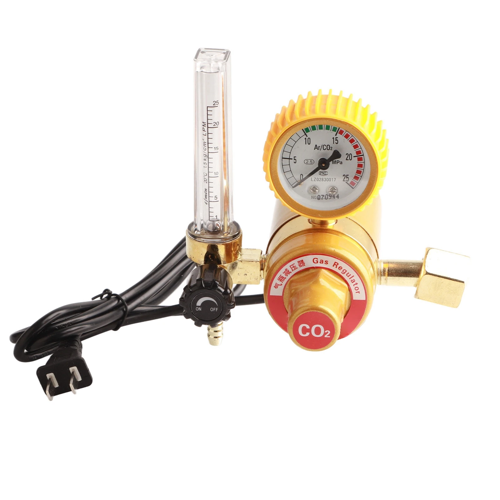 

G5 / 8in Thread CO2 Regulator High Power Heating Temperature Control Carbon Dioxide Pressure Reducer for Welding 36V