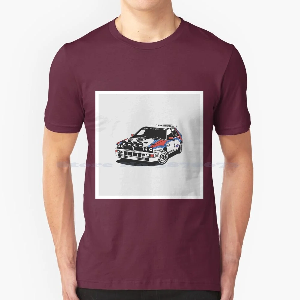 Lancia Delta Integra T Shirt 100% Cotone Tee Lancia Delta Cars Fast Drift Rally Martini Racing Fiat Abarth 95