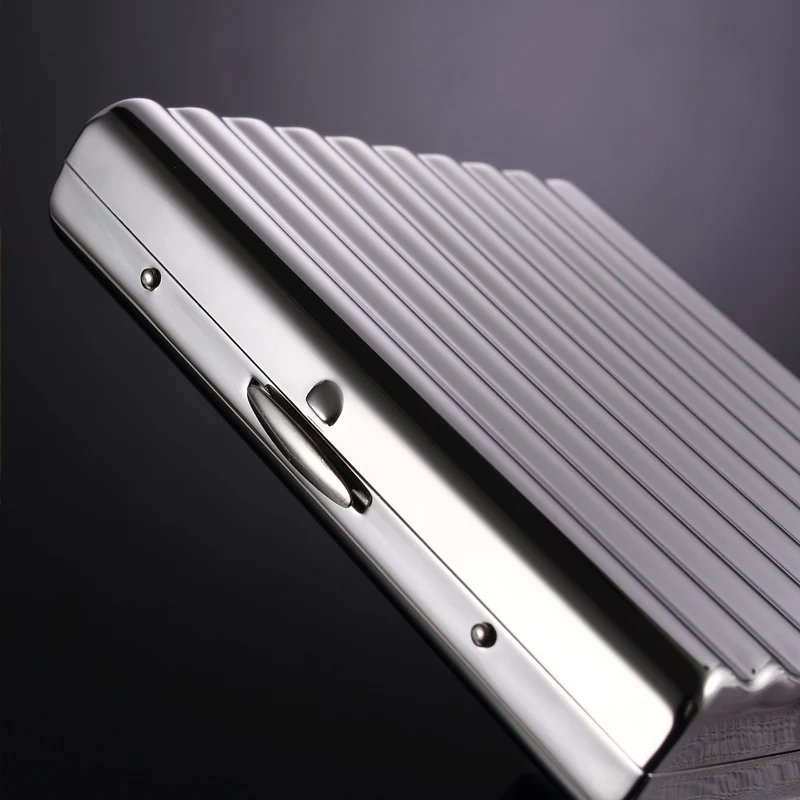 Elegant Wave Brass Metal Cigarette Case - Portable High-Quality Mini Box in Silver and Gold