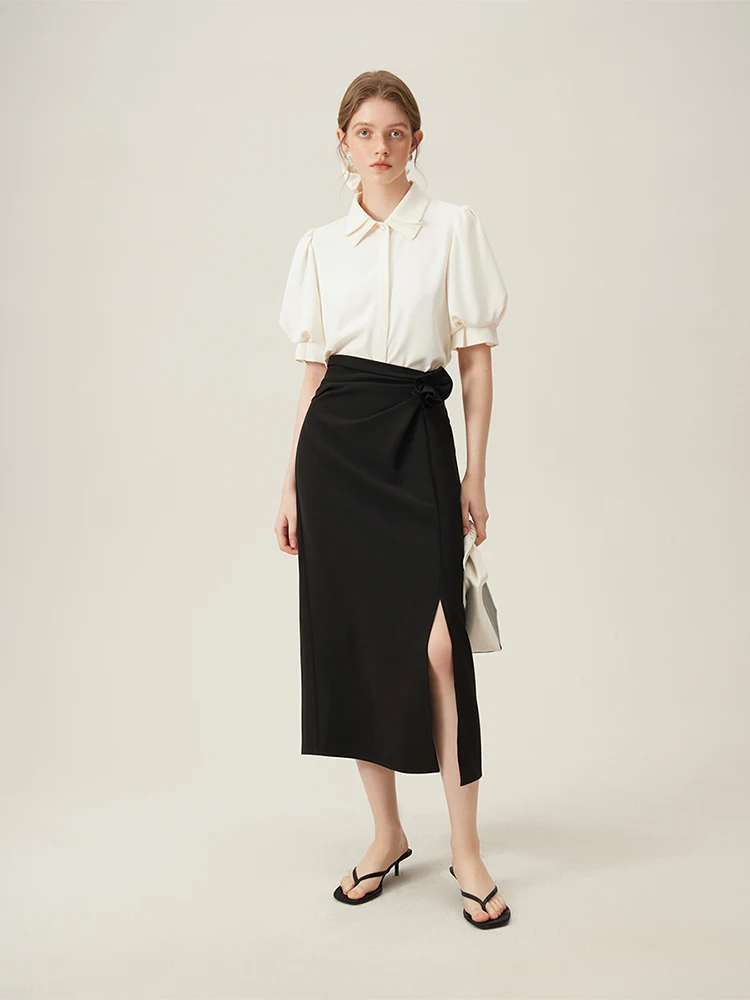 FSLE French Design Polo Collar Commuter Sense Shirt for Women 2024 Summer New Versatile Office Lady Top Shirts Female 24FS12095