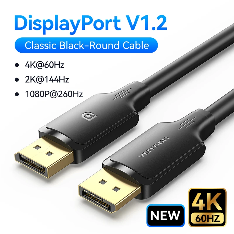 8K Ultra HD DisplayPort 1.4 Cable with High-Speed Audio & Video Transmission