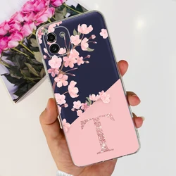 Stylish Alphabet Silicone Phone Case - Soft Protective Cover for Galaxy A03s (Pink T)