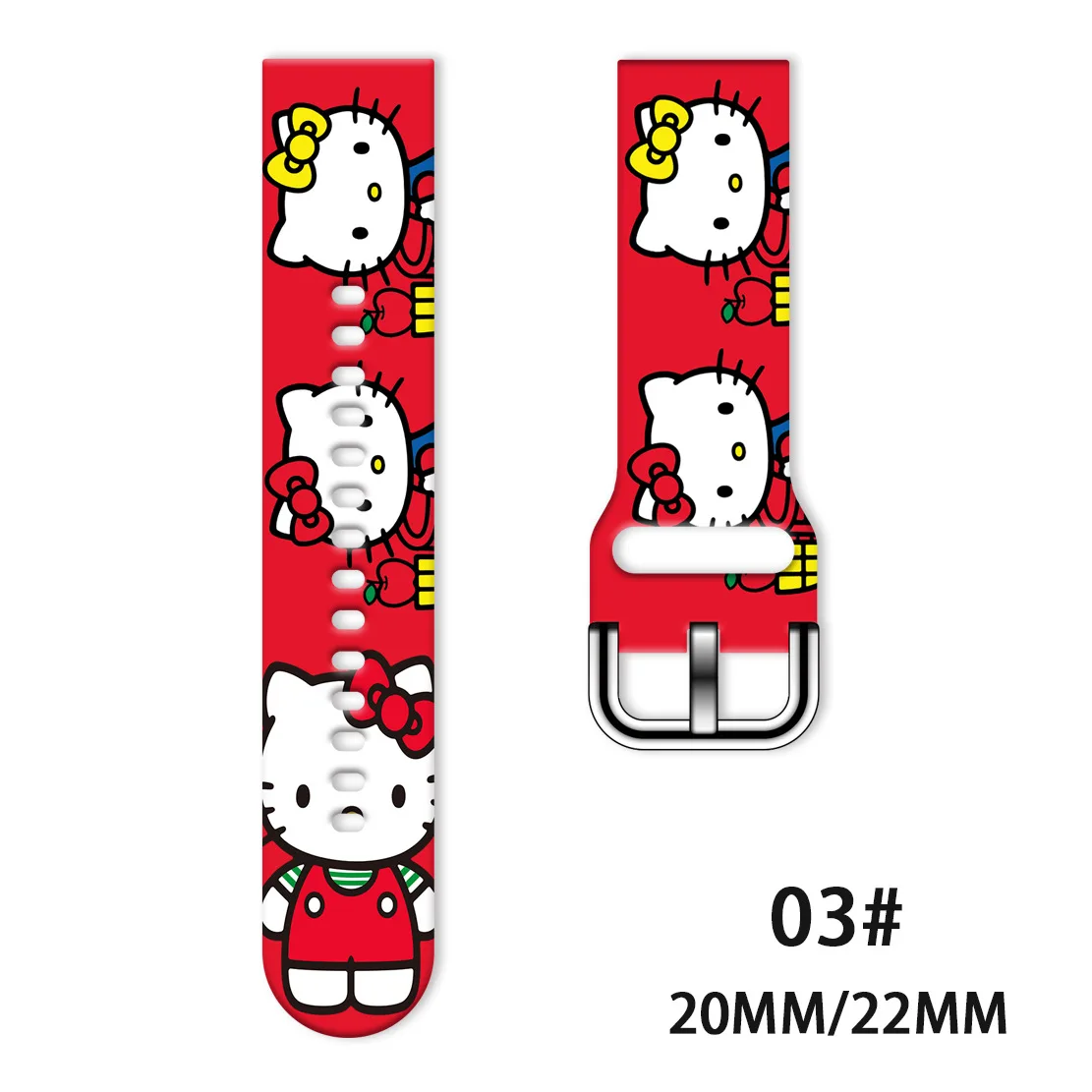 Sanrio HellKitty Cartoon 20mm 22mm 실리콘 스트랩, 삼성 갤럭시 시계 Amazfit 팔찌 화웨이 GT2 프로 스마트 워치