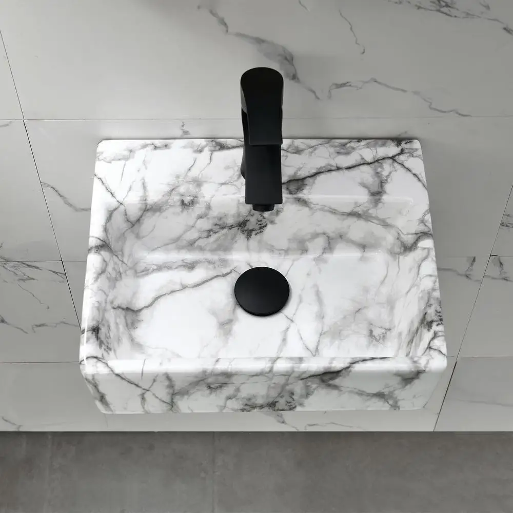 Modern Style European Design Corner Bathroom Sink Premium Ceramic Wall Mount Easy to Clean White Sink Small Spaces Versatile 4