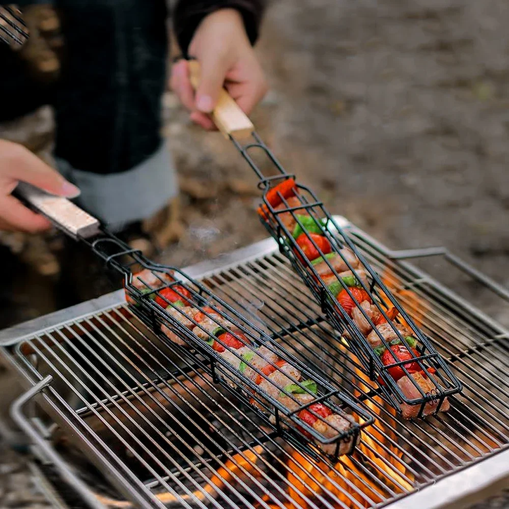 Non-Stick Welded Barbecue Grill Basket Stainless Steel Easily Cleaned Barbecue Net For Meat And Vegetable Accessories