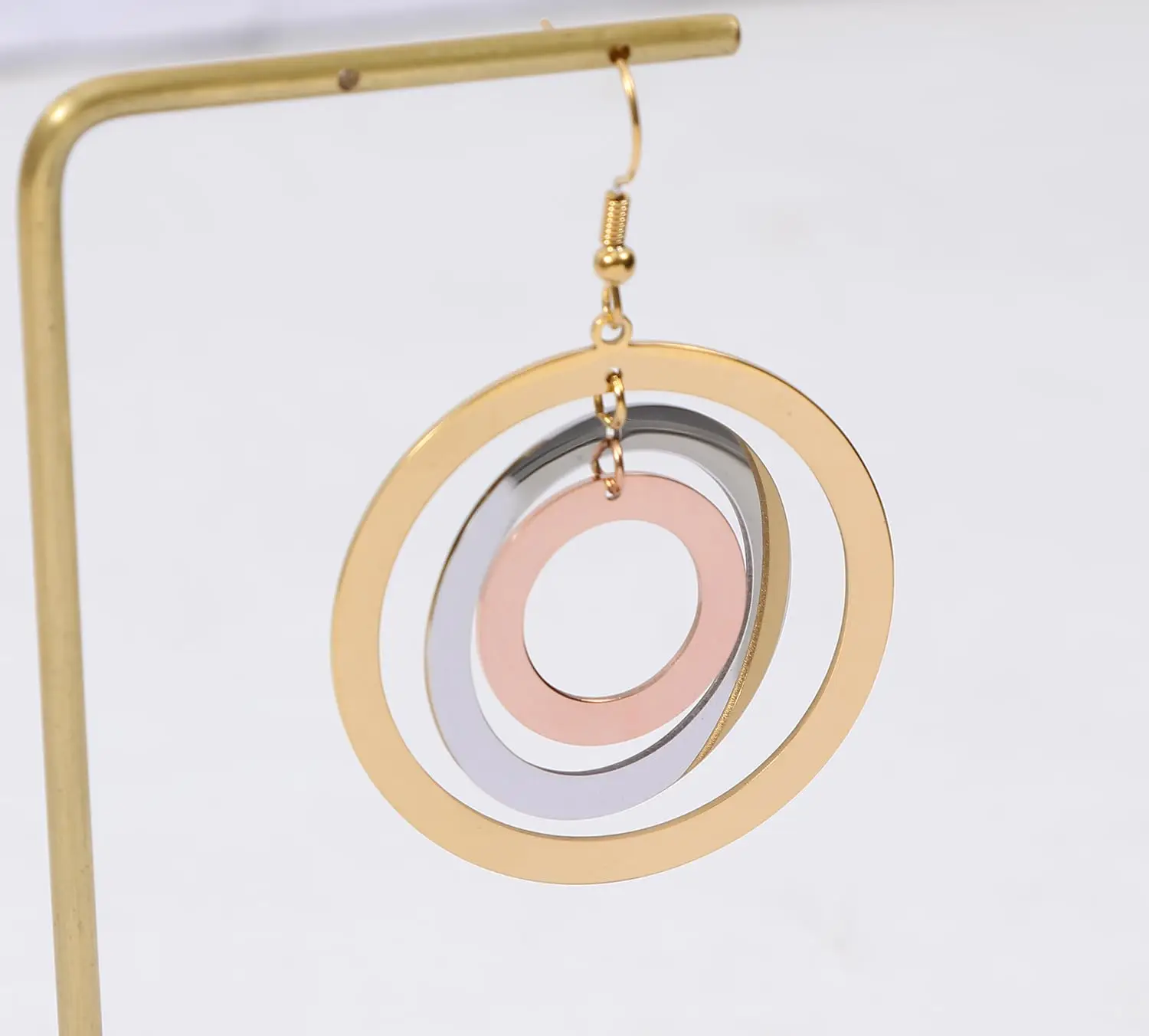 Tricolor Earrings Boho Earrings for Women Stainless Steel Pendant Earrings (Tricolor Rounded)
