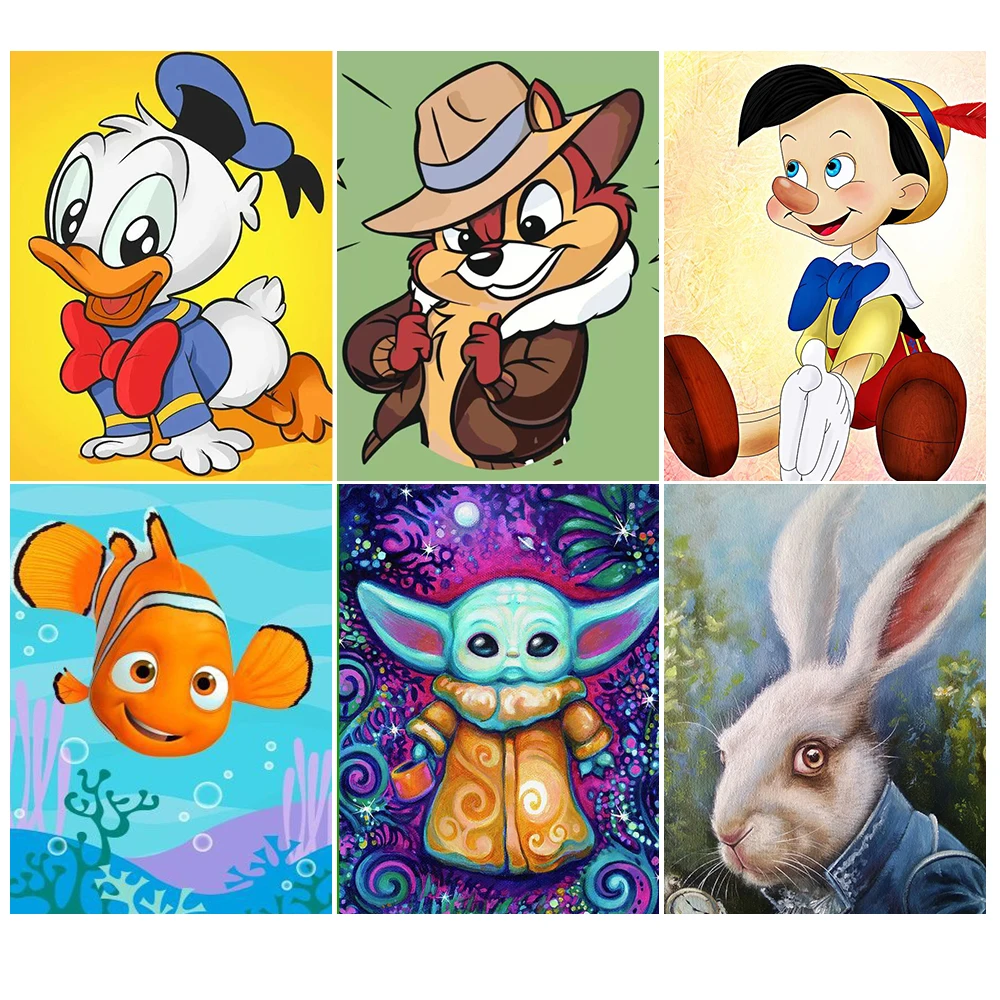 5D Disney Diamond Embroidery Yoda Pinocchio Rabbit Full Drill Diamond Mosaic Wall Art Diy Handmade Gift Home Decor