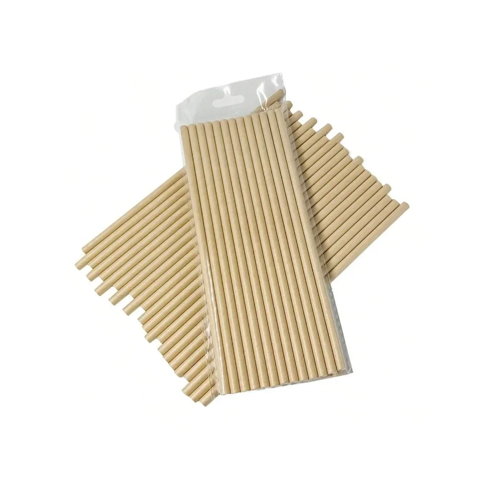 50pcs Disposable Solid Color Paper Straws White Black Kraft Brown Suitable for Restaurants Cocktails Bars Birthdays Weddings