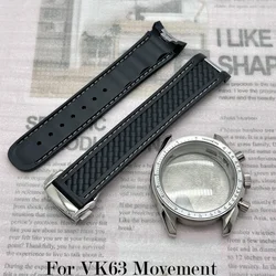 Multifunctional Speedmaster Watch Case with Silicone and Stainless Steel Straps - Moon Case Back (Silver Bezel - 6)