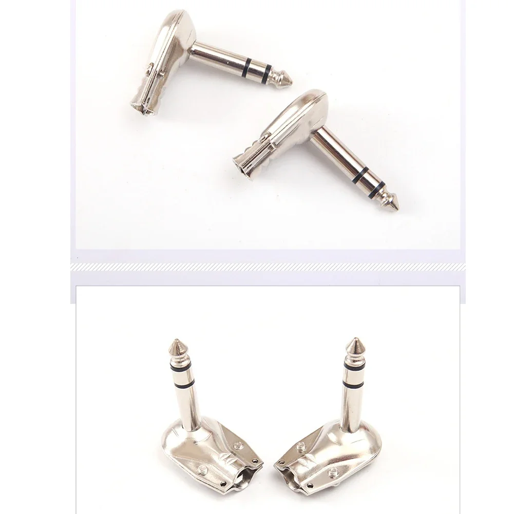 4pcs/kit 6.35mm 1/4 Inch Stereo TRS Right Angle Guitar Flat Male Connector Suitable For Making Patch Cables Audio Connector