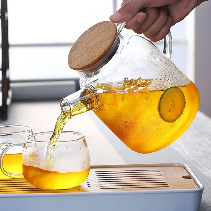 

Bamboo Wrapped Steel Lid Kettle - Transparent Glass Lemon Juice Household Cold Boiled Seasonal