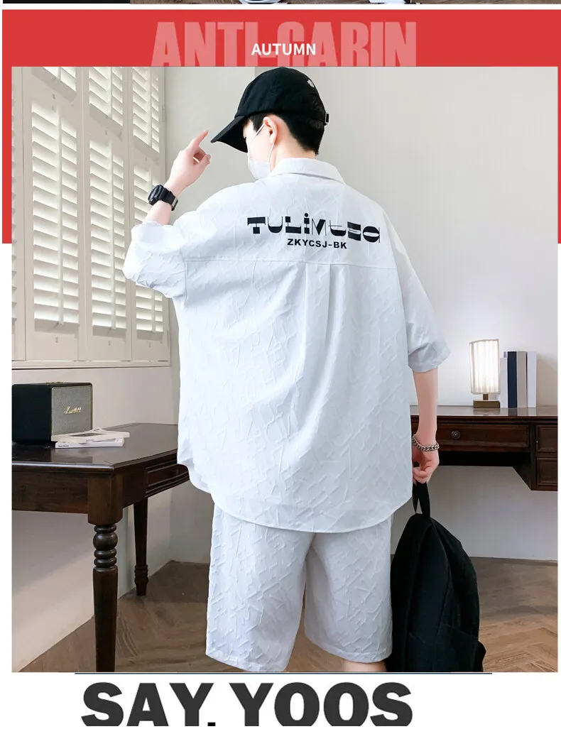 2026 Sommer Herren-Sets: Lässige Kurzarmhemden und Shorts im High-Street-Stil – Lockere Oberteile & knielange Hosen Anzüge – Detail 15