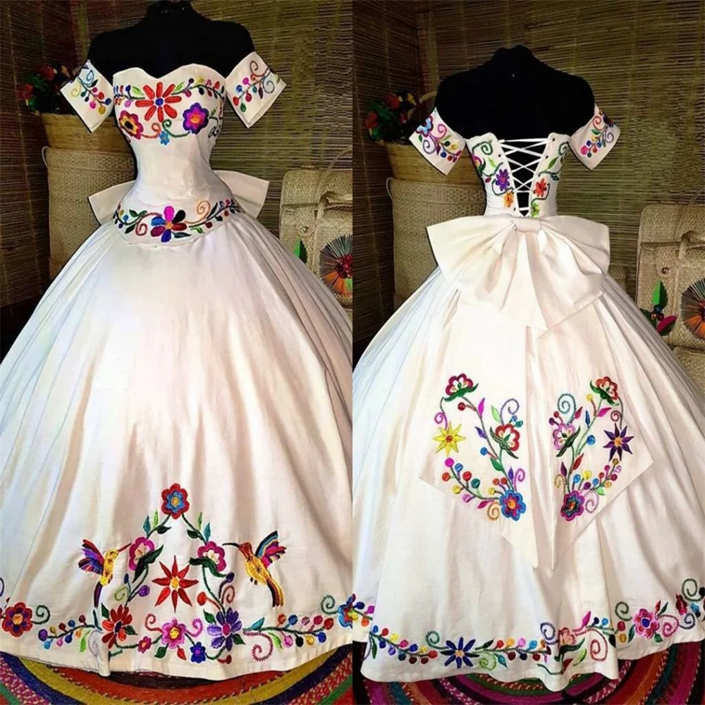 Vestidos Mexicanos Vestidos De 15 De Charro Royal Blue Mexican Theme Long  Sleeve Embroidered Quinceanera Dress
