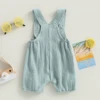 pudcoco Baby Summer Suspenders Jumpsuit Solid Color Sleeveless Romper with Pockets for Newborn Infant Boy Girls 3