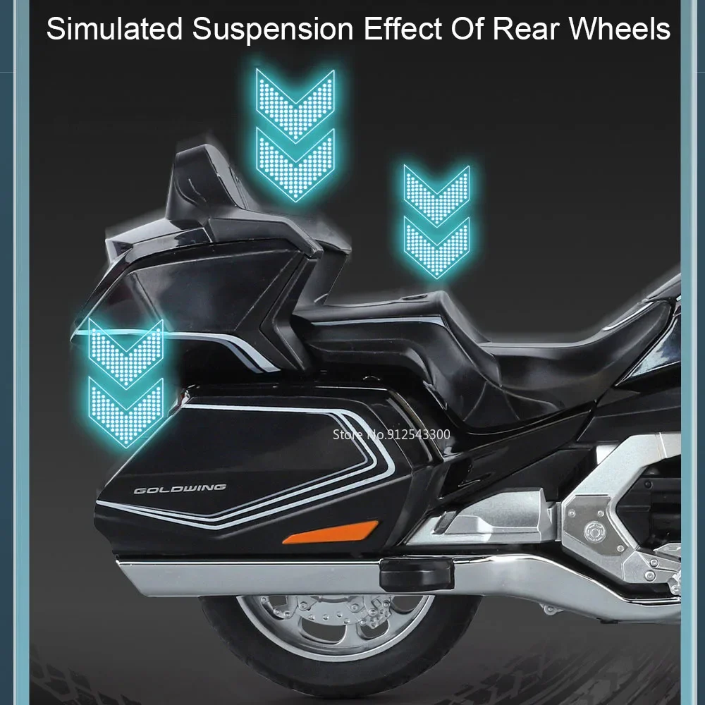 1:11 Honda Gold Wing GL800 2021 Motorcycle Model Toy Car Linkage Steering Shock Absorption Motorbike Models Boys Birthday Gifts 6