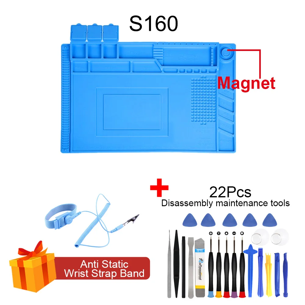 hot stapler plastic welder ESD Mat Heat Insulation Working Mat with Magnetic Groove Heat-resistant Adsorption Soldering Mat Station Repair Insulator Pad soldering iron station Welding Equipment