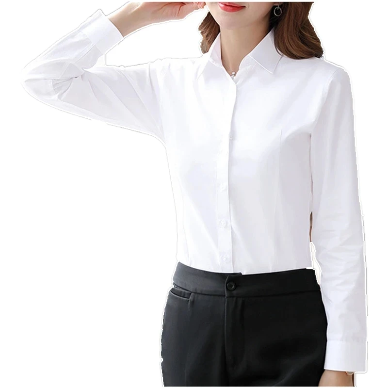 Elegant Women Shirts Woman White Shirt Long Sleeve Blouse Office Lady business Pink Shirts Button Solid Women work Blouses Tops Best Sellers In Women's Clothing