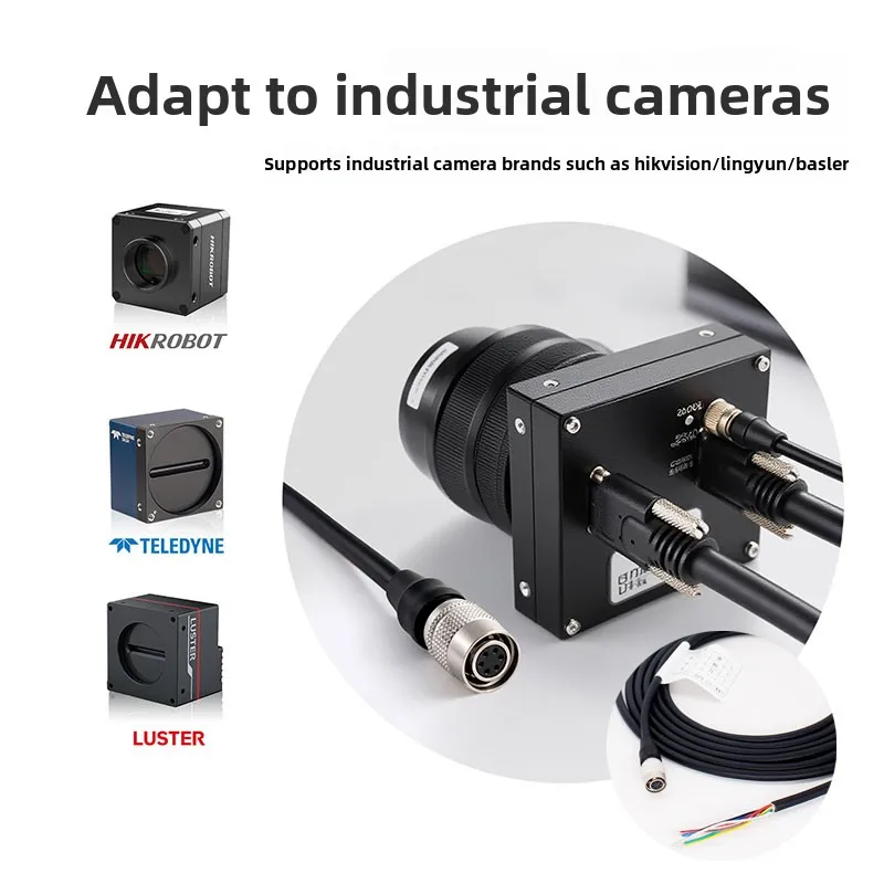 Hirose HR10A-7P-6S 6핀 산업용 카메라 I/O 트리거 케이블(전원 어댑터 포함) Hikvision Daheng Huaray Basler용 고유연성