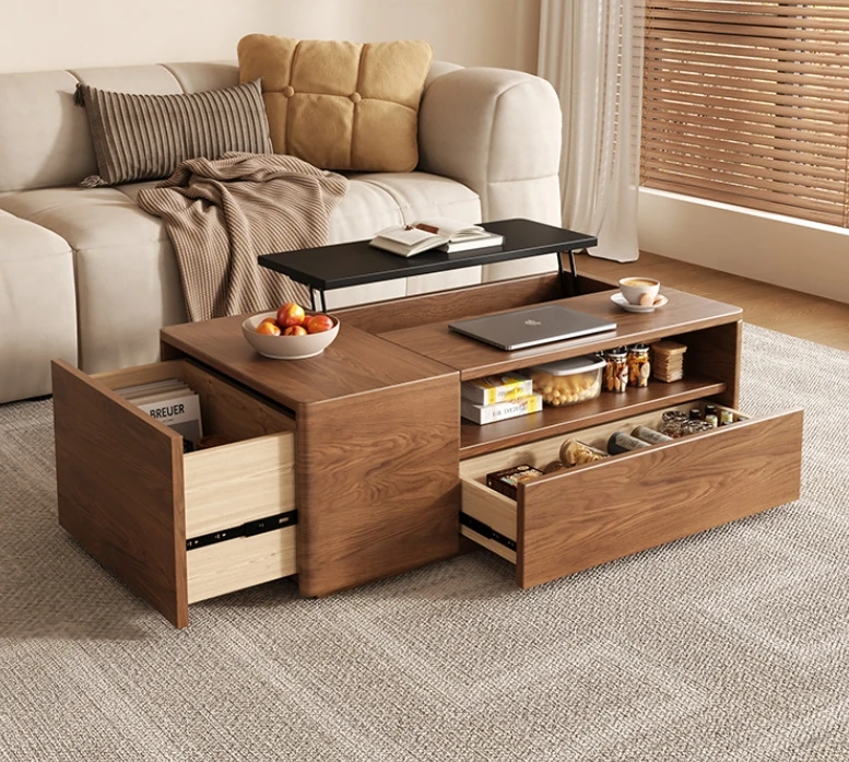 Lift up coffee table solid wood colour vintage style furniture small living room storage rectangular coffee table