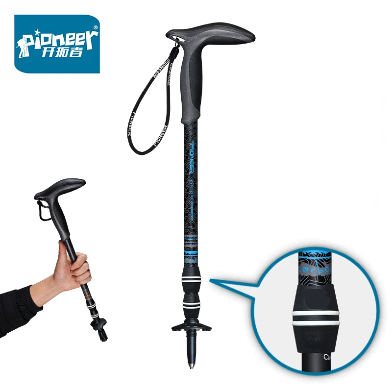 Pioneer Leggero Pieghevole Pieghevole Quick Lock Trekking Pole Escursionismo Trail Running Walking Stick Fibra Di Carbonio 49-100Cm 186G