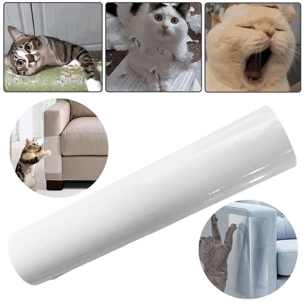 Holesto® Protection Anti-Griffes Chat – Film Auto-Adhésif Anti-Rayures Pour Chats Et Chiens – Transparent Et Résistant – Protège Canapé, Porte, Table Et Meubles – Rouleau 10m X 10cm