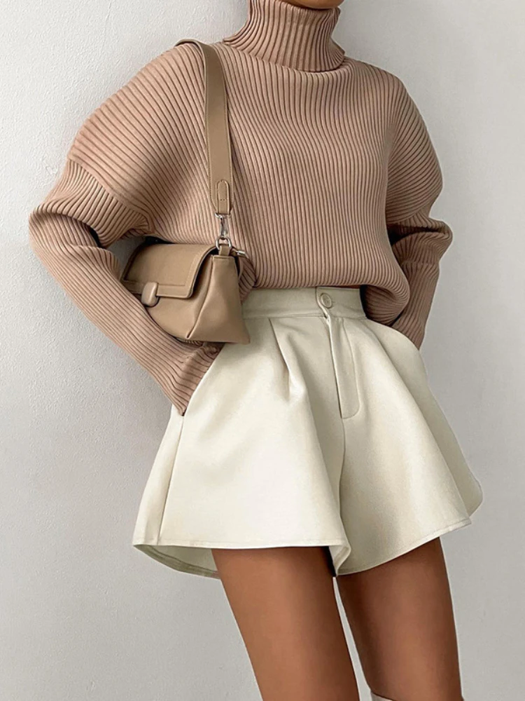 Women High Waist Shorts Summer Casual Loose A-line Wide Leg Short Pants Solid Fashion Pocket Office Lady Trousers Streetwear