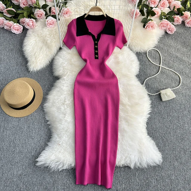 Women s Chic Sexy Dress Skin-Friendly V-Neck Turn Down Collar Dress for Family Girlfriend Wife Gift H9