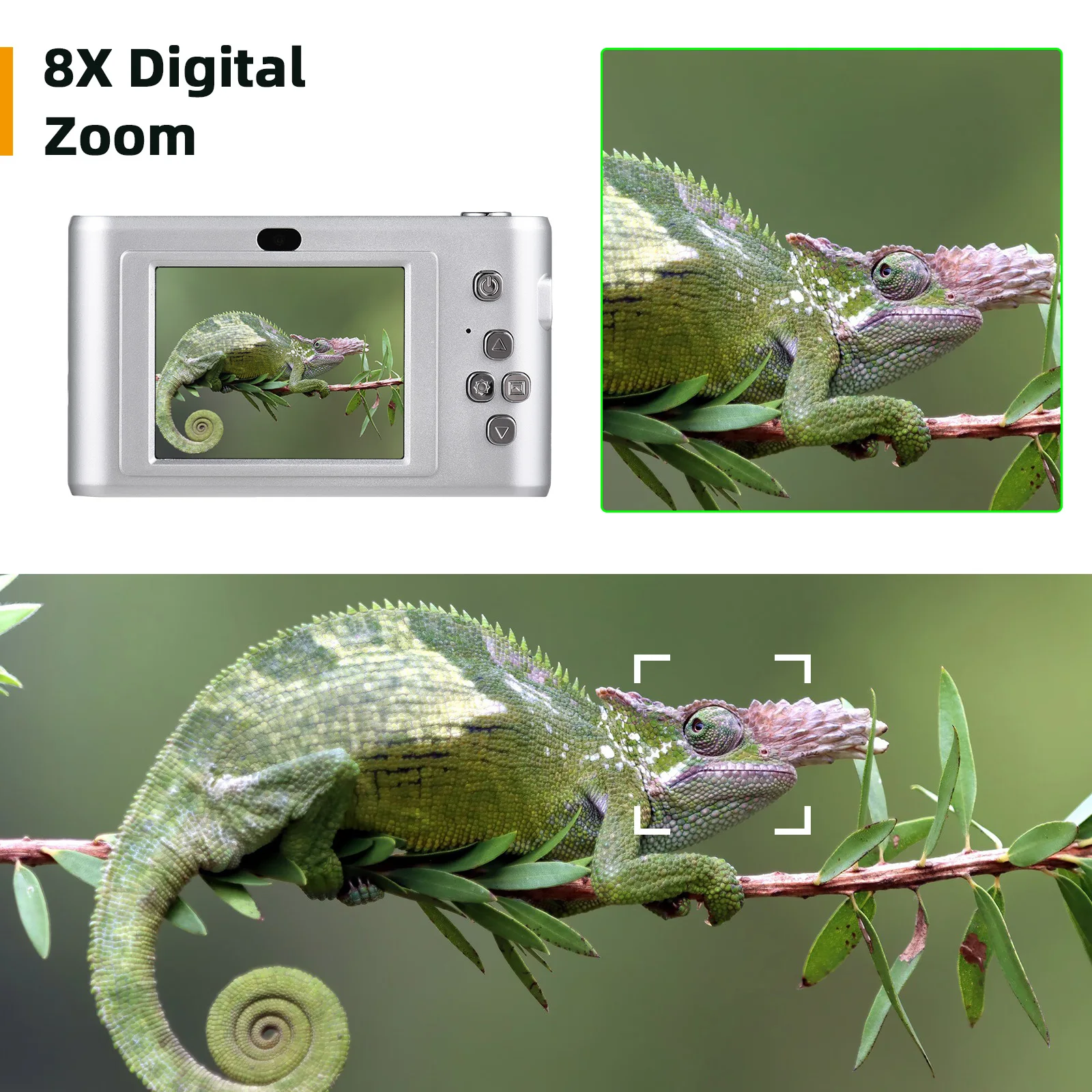 Digital Camera 1080P Digital Video Camera 50MP Photo Dual Lens 2.4 Inch Screen 8X Digital Zoom Built-in Flash Battery with 32GB TF Card