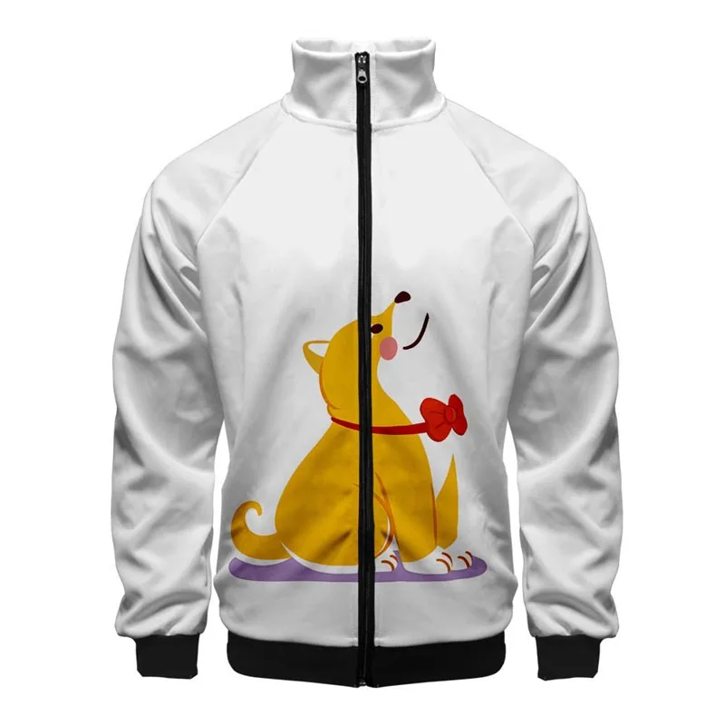 남녀공용 귀여운 애니멜 페이스 3D 프린트 재킷, 스트리트 긴팔 코트, 오버사이즈 지퍼 재킷, 개성 있는 남성 아우터 상의