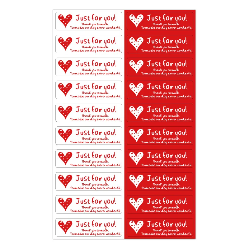 

100-200pcs/pack Red Love "just for You" Thank You Stickers Small Business Baking Cake Decoration Gift Box Packaging Seals Labels