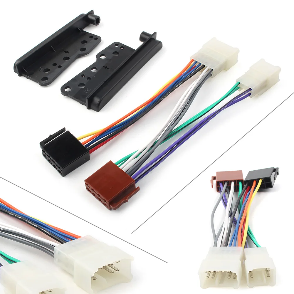 2Pcs Car Stereo Double Din Dash Facia Fascia Kit + ISO Wiring Harness for Toyota Camry Corolla Hilux RAV4 Yaris Land Cruiser